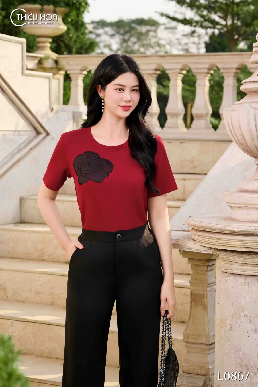 Áo trung niên thun thiết kế trẻ trung hiện đại chất liệu thun cotton thương hiệu Thiều Hoa AN4L0867