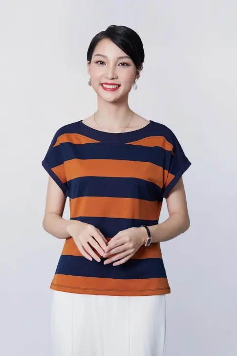 Áo thun nữ trung niên Cotton hoạ tiết kẻ ngang M540