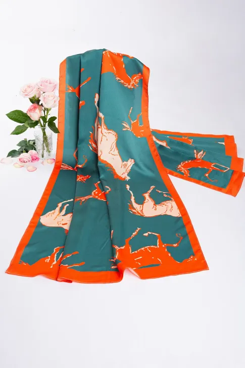 Khăn lụa satin dài cao cấp KH0041 - Khăn Choàng Thiều Hoa