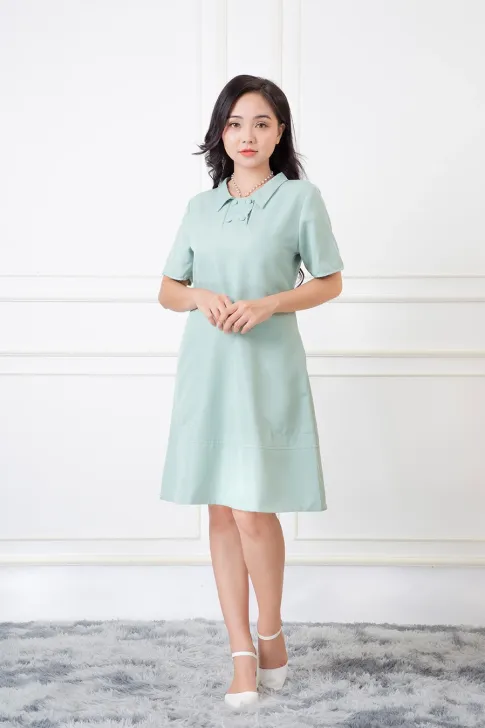 Đầm nữ trung niên, túi hông xinh xắn, trang nhã sang trọng, lịch sự chất liệu cotton cao cấp Thiều Hoa T0705