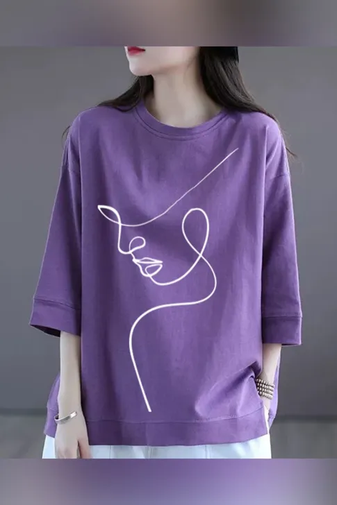 ÁO THUN IN TAY LỠ DÀI T1104