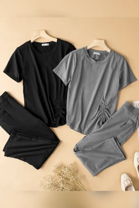 Bộ quần trung niên áo cho mẹ thiết kế trẻ trung, chất liệu thun cotton co giãn, thoải mái khi mặc Thương Hiệu Thiều Hoa DB1A1103