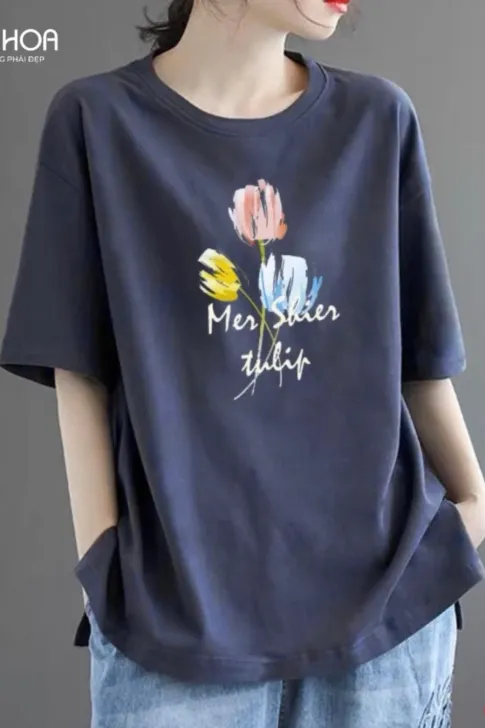 Áo thun trung niên, chất liệu cotton mềm mát, co dãn tốt, họa tiết bắt mắt thương hiệu Thiều Hoa AN3B0601