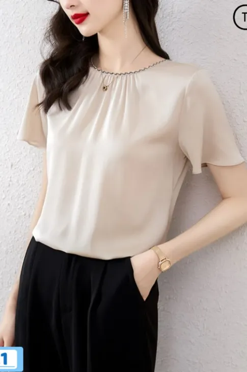 Áo kiểu trung niên cao cấp, chất liệu lụa mềm mát, kiểu dáng hiện đại sang trọng Thương Hiệu Thiều Hoa AN3C0521