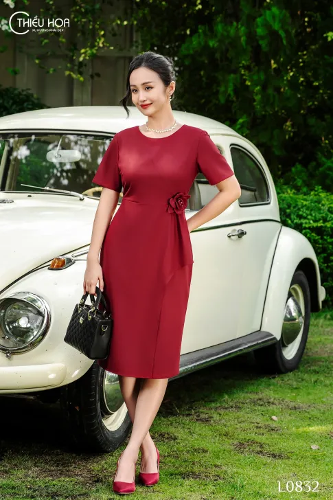 Đầm Thiết kế Trung Niên, chất liệu cotton lạnh Hàn cao cấp, kiểu dáng sang trọng thương hiệu Thiều Hoa DD3L0832