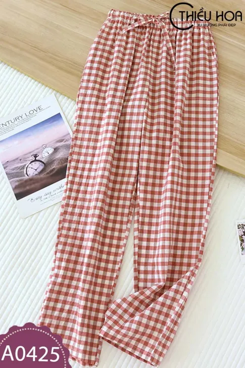 Quần ống suông nữ trung niên chất liệu Cotton Caro thiết kế cao cấp QD4A0425