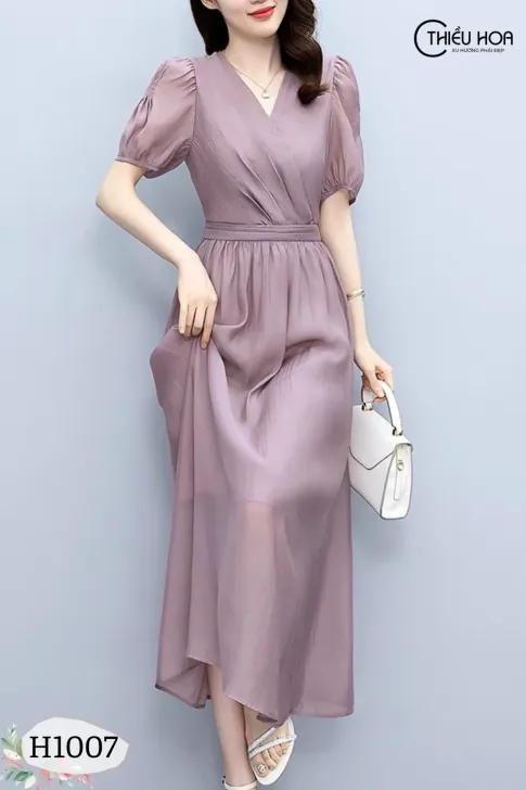 Đầm Thiết Kế trung niên, chất liệu voan cao cấp, form lên dáng cực chuẩn thương hiệu Thiều Hoa DD3H1007