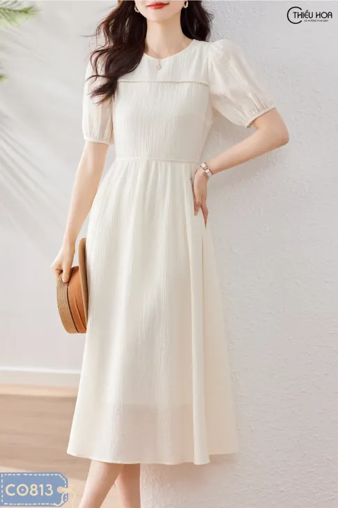 Đầm thiết kế trung niên, chất liệu lụa xốp nhẹ mát, form rộng siêu tôn dáng thương Hiệu Thiều Hoa DD3C0813