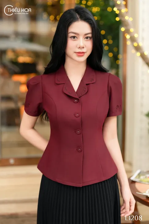 Áo trung niên Thiết Kế Nữ sang trọng quý phái chất liệu cao cấp mặc cực mát Thương hiệu Thiều Hoa AN3L1208