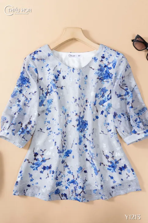 Áo kiểu trung niên, chất liệu voan mềm mại, cao cấp kiểu dáng nhẹ nhàng thương hiệu Thiều Hoa AN3Y1213