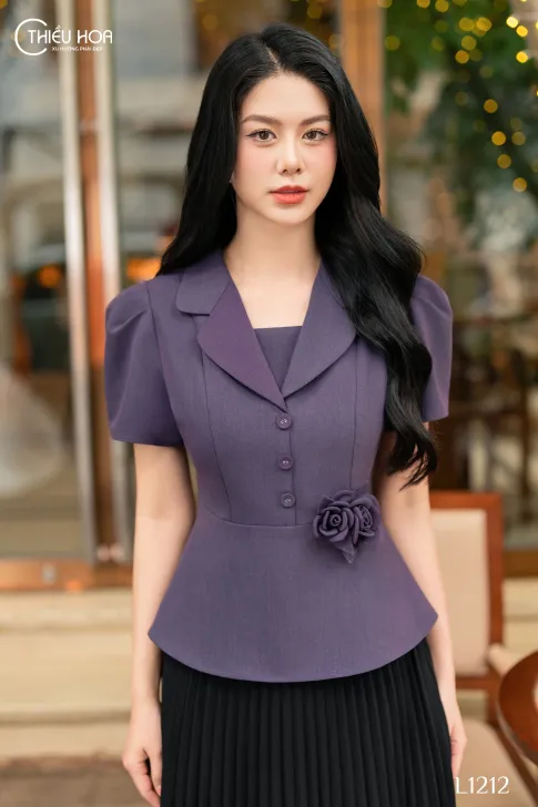 Áo trung niên Thiết Kế Nữ sang trọng quý phái chất liệu cao cấp mặc cực mát Thương hiệu Thiều Hoa AN3L1212