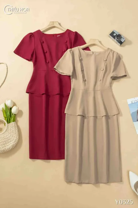 Đầm nữ trung niên thiết kế sang trọng, chất liệu Cotton lạnh Hàn Quốc thoáng mát thương hiệu Thiều Hoa DD4Y0325