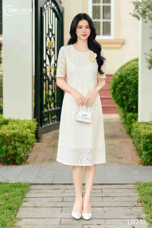 Đầm Trung Niên thiết kế sang trọng chất liệu cao cấp mặc mát mẻ Thương hiệu Thiều Hoa DD4L0231