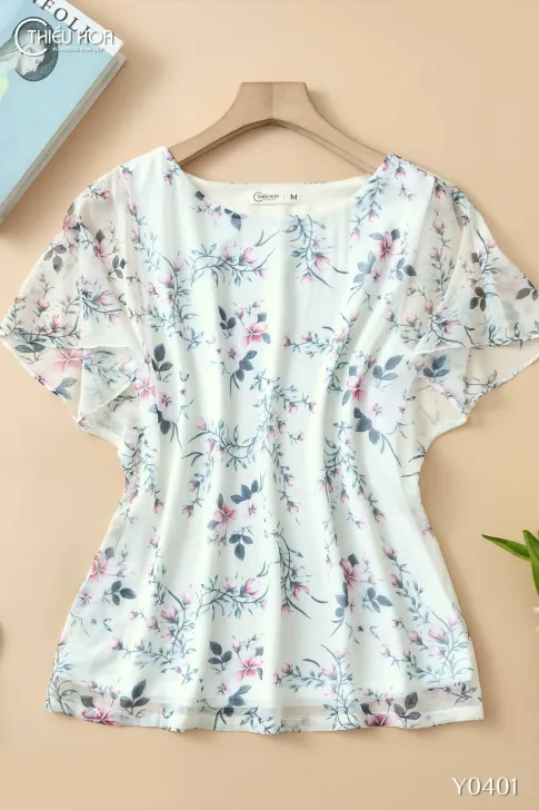 Áo trung niên thiết kế nhẹ nhàng tinh tế chất liệu Voan Hàn cao cấp thoáng mát thương hiệu Thiều Hoa AN4Y0401