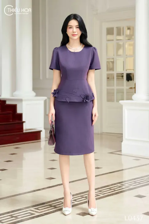 Đầm trung niên thiết kế sang trọng thanh lịch chất liệu Cotton Lạnh Hàn Quốc Thương hiệu Thiều Hoa DD4L0437