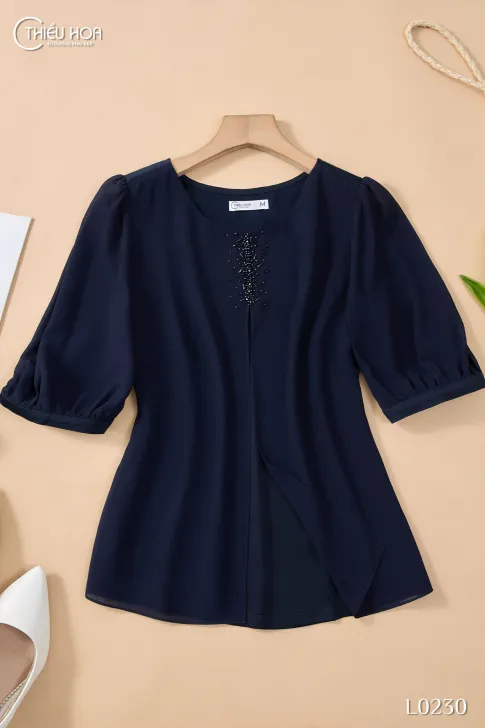 Áo trung niên thiết kế thanh lịch sang trọng chất liệu Chiffon cao cấp nhẹ mỏng thương hiệu Thiều Hoa AN4L0230