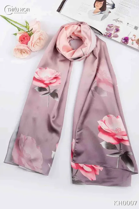 Khăn lụa dài cao cấp KH0007 - Khăn Choàng Thiều Hoa
