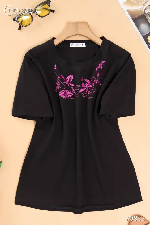 Áo trung niên thun thiết kế tinh giản chất liệu Thun cotton dày dặn thương hiệu Thiều Hoa AN4Y0832