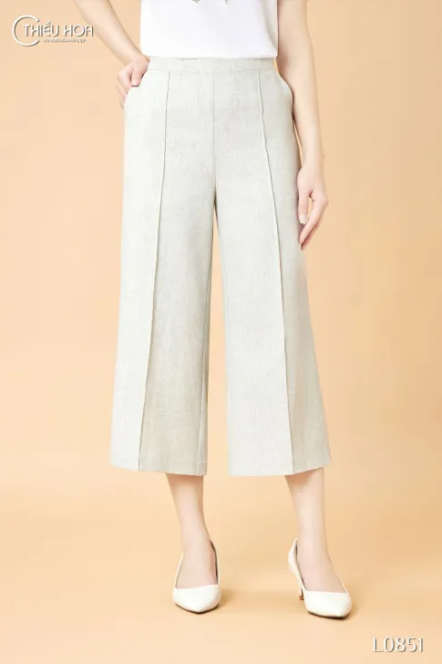 Quần ống suông nữ trung niên thiết kế chất liệu Cotton tuyết mềm mịn thương hiệu Thiều Hoa QD4L0851