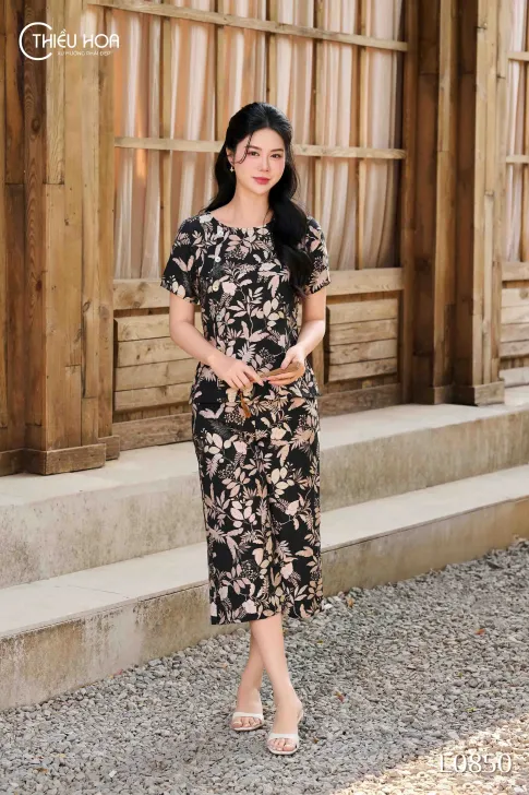 Đồ bộ trung niên thiết kế thoáng mát chất liệu Linen xô thương hiệu Thiều Hoa DB4L0850