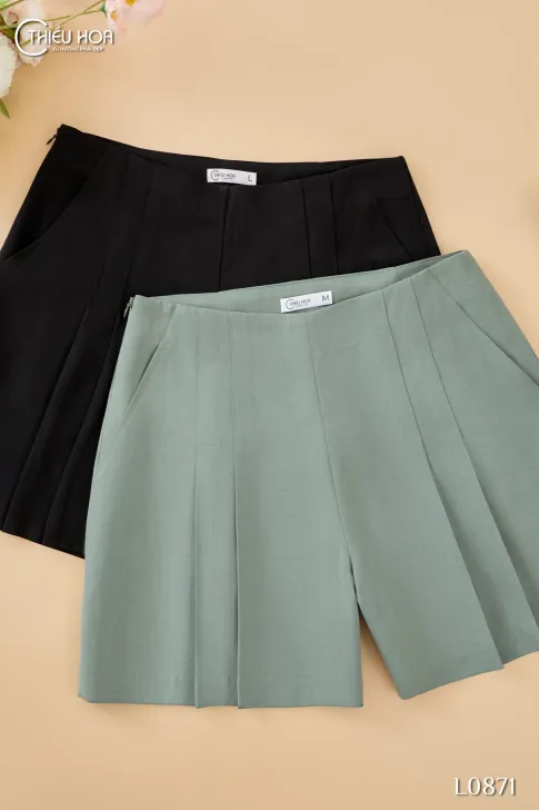 Quần short trung niên thiết kế đơn giản chất liệu  Kaki xước gân thương hiệu Thiều Hoa QN4L0871