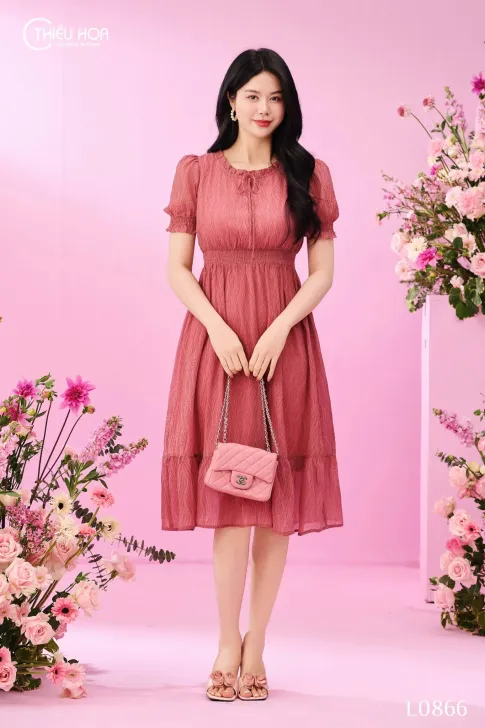 Đầm dạo phố thiết kế DD4L0866 - Váy Đầm Trung Niên Thiều Hoa