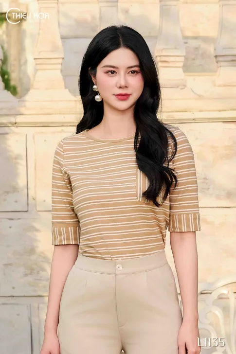 Áo thun trung niên thiết kế đơn giản chất liệu Thun cao cấp co giãn tốt thương hiệu Thiều Hoa AN4L1135