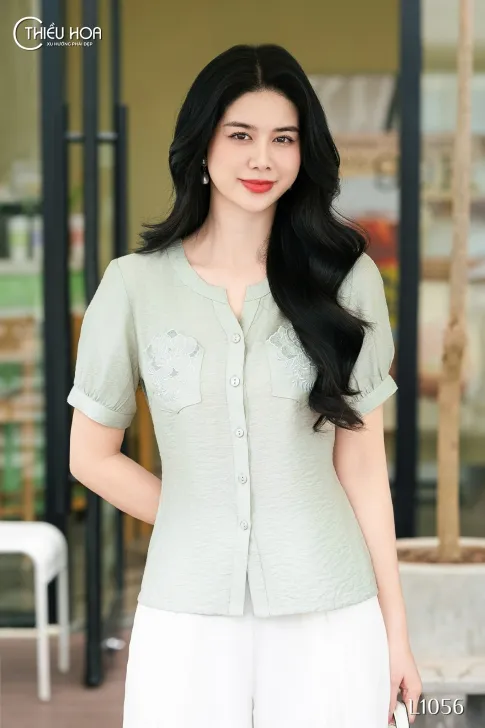 Áo thêu thiết kế AN4L1056 - Áo Trung Niên Thiều Hoa