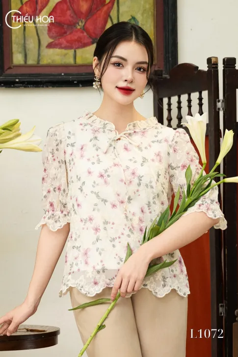 Áo Thêu Thiết Kế AN4L1072 – Áo Trung Niên Thiều Hoa