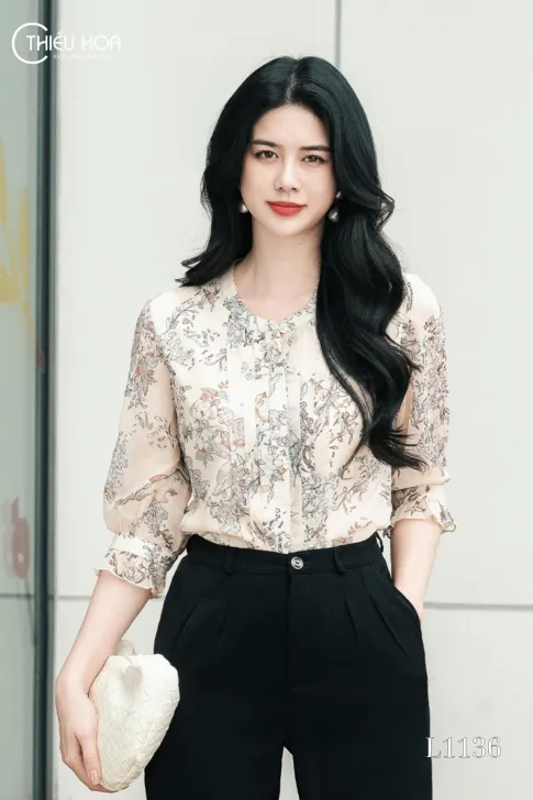 Áo Voan Lụa Hoa Nhí AN4L1136 - Áo Trung Niên Thiều Hoa