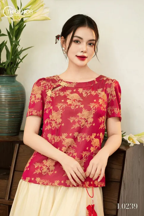 Áo Gấm Thiết Kế AN5L0239 – Áo Trung Niên Thiều Hoa