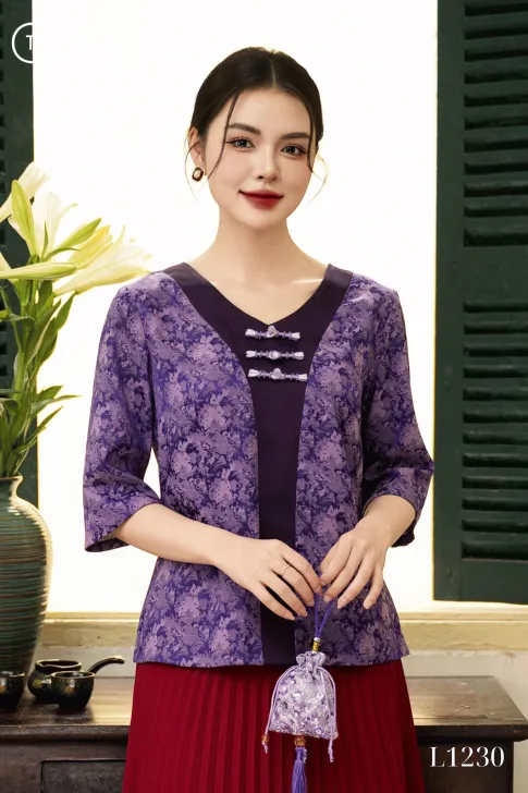 Áo Gấm Hoa Thiết Kế AN4L1230 - Áo Trung Niên Thiều Hoa