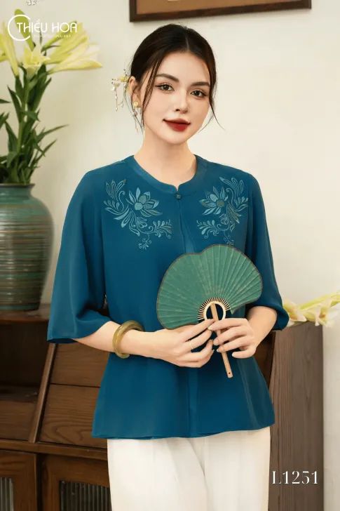 Áo thêu thiết kế AN4L1251 - Áo Trung Niên Thiều Hoa