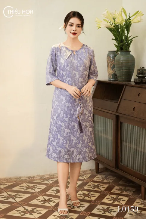 Đầm Suông Gấm Thiết Kế Cao Cấp DD5L0159 Thương Hiệu Thiều Hoa