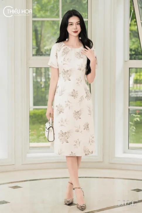 Đầm Gấm Lụa Hoa Thiết Kế Cao Cấp Thương Hiệu Thiều Hoa DD5L0247