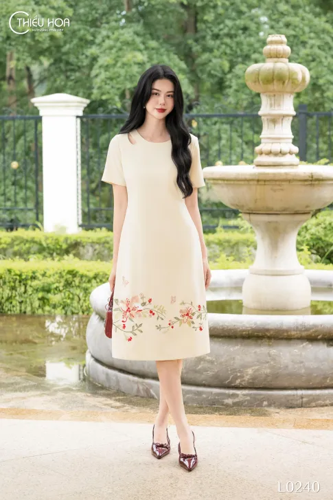 Đầm Cotton Tuyết Thiết Kế Cao Cấp Thương Hiệu Thiều Hoa DD5L0240