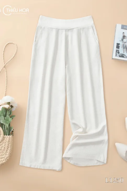 Quần Ống Suông Nữ Trung Niên Thiết Kế Chất Liệu Linen Cao Cấp Thương Hiệu Thiều Hoa QD4L1250