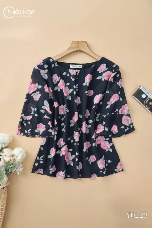 Áo Chiffon Hoa Nhí Thiết Kế AN5Y0223 - Áo Trung Niên Thiều Hoa