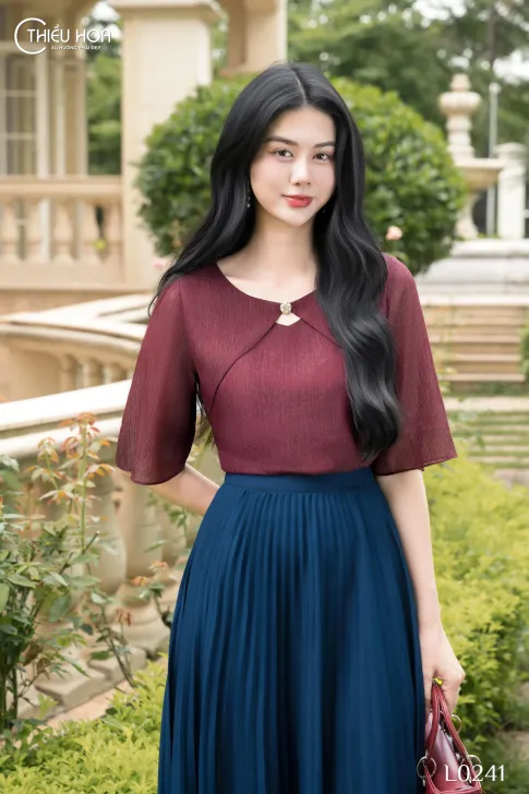 Áo Tơ Ánh Nhũ Thiết Kế AN5L0241 - Áo Trung Niên Thiều Hoa