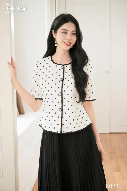Áo Khoác Tweed Châm Bi Thiết Kế AK5L0244 - Áo Trung Niên Thiều Hoa