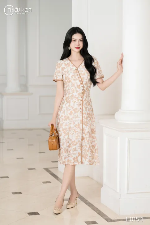 Đầm Linen Xô Hàn Thiết Kế Cao Cấp Thương Hiệu Thiều Hoa DD5L0154