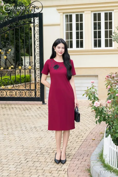 Đầm Thun Sọc Gân Thiết Kế Cao Cấp Thương Hiệu Thiều Hoa DD5L0243