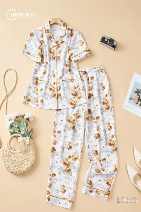 Đồ Bộ Trung Niên Thiết Kế Mềm Mại Chất Liệu Lụa Vân Hoa Thương Hiệu Thiều Hoa DB5L0353