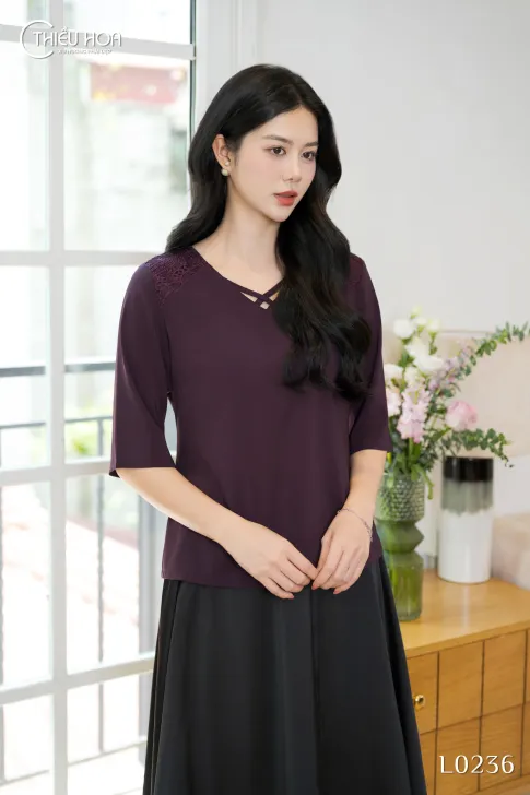 Áo Chiffon Phối Ren Thiết Kế AN5L0236 - Áo Trung Niên Thiều Hoa