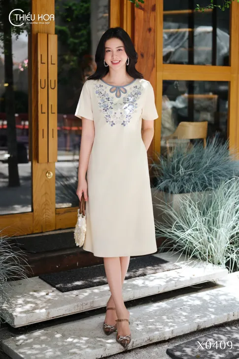 Đầm Linen Cao Cấp Thiết Kế Thương Hiệu Thiều Hoa DD5X0409