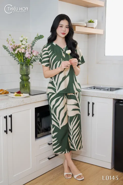 Đồ Bộ Trung Niên Thiết Kế Thoáng Mát Chất Liệu Linen Xô Hàn Thương Hiệu Thiều Hoa DB5L0143