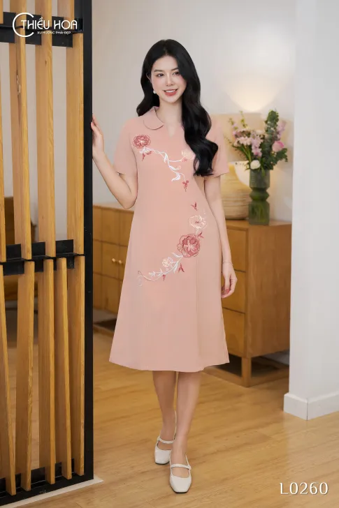 Đầm Chéo Nhung Thiết Kế Sang Trọng Thương Hiệu Thiều Hoa DD5L0260