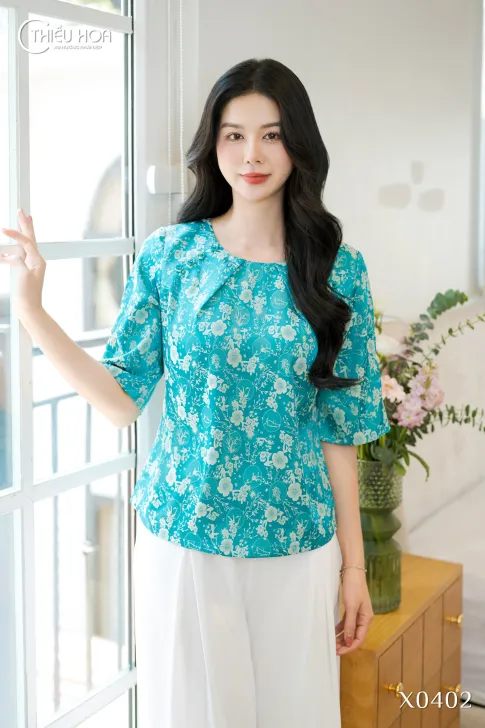 Áo Gấm Lụa Hoa Thiết Kế AN5X0402 - Áo Trung Niên Thiều Hoa