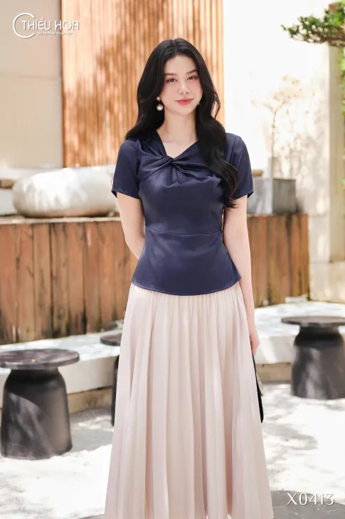 Áo Lụa Ánh Sao Thiết Kế AN5X0413 - Áo Trung Niên Thiều Hoa