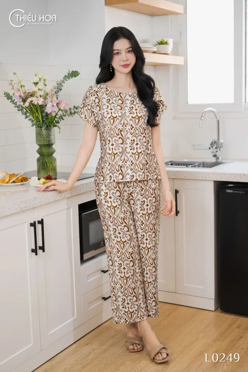 Đồ Bộ Trung Niên Thiết Kế Nhẹ Nhàng Chất Liệu Linen Xô Hàn Thương Hiệu Thiều Hoa DB5L0249